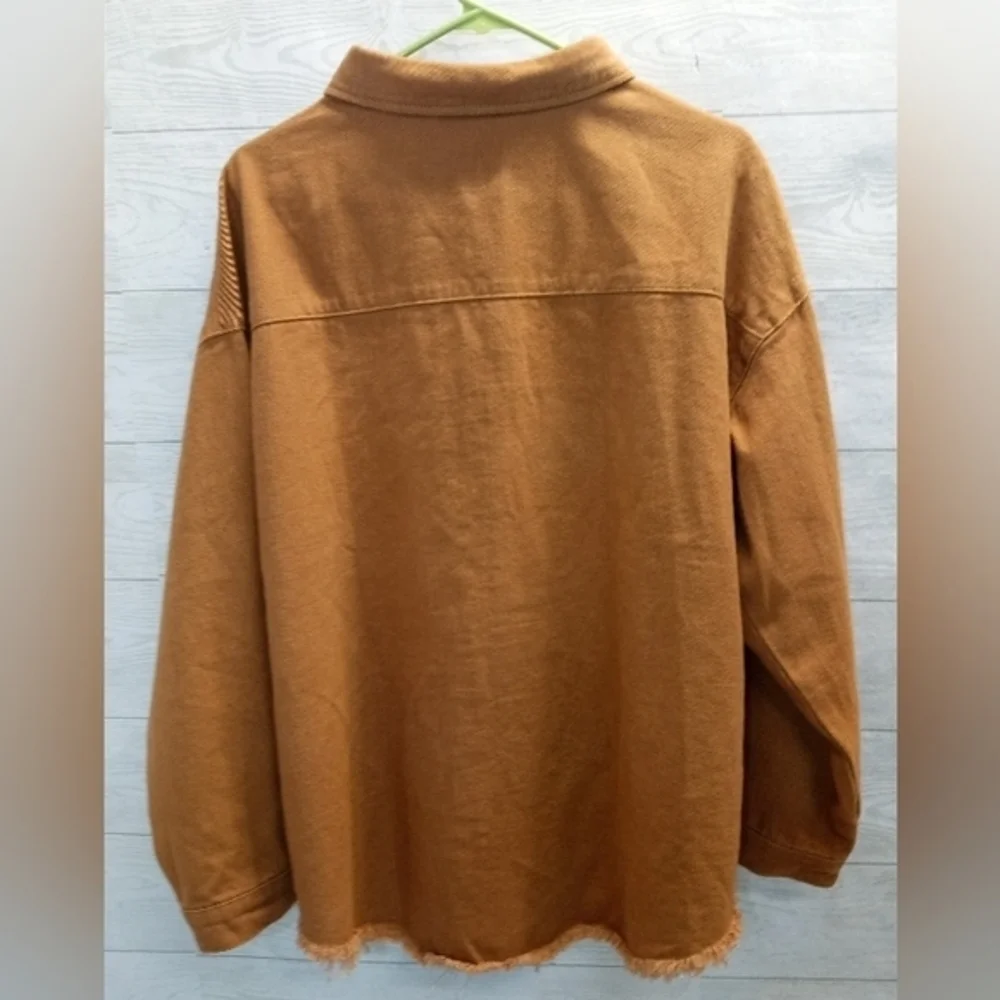 Women's oversized Button‎ Up tan Shirt
